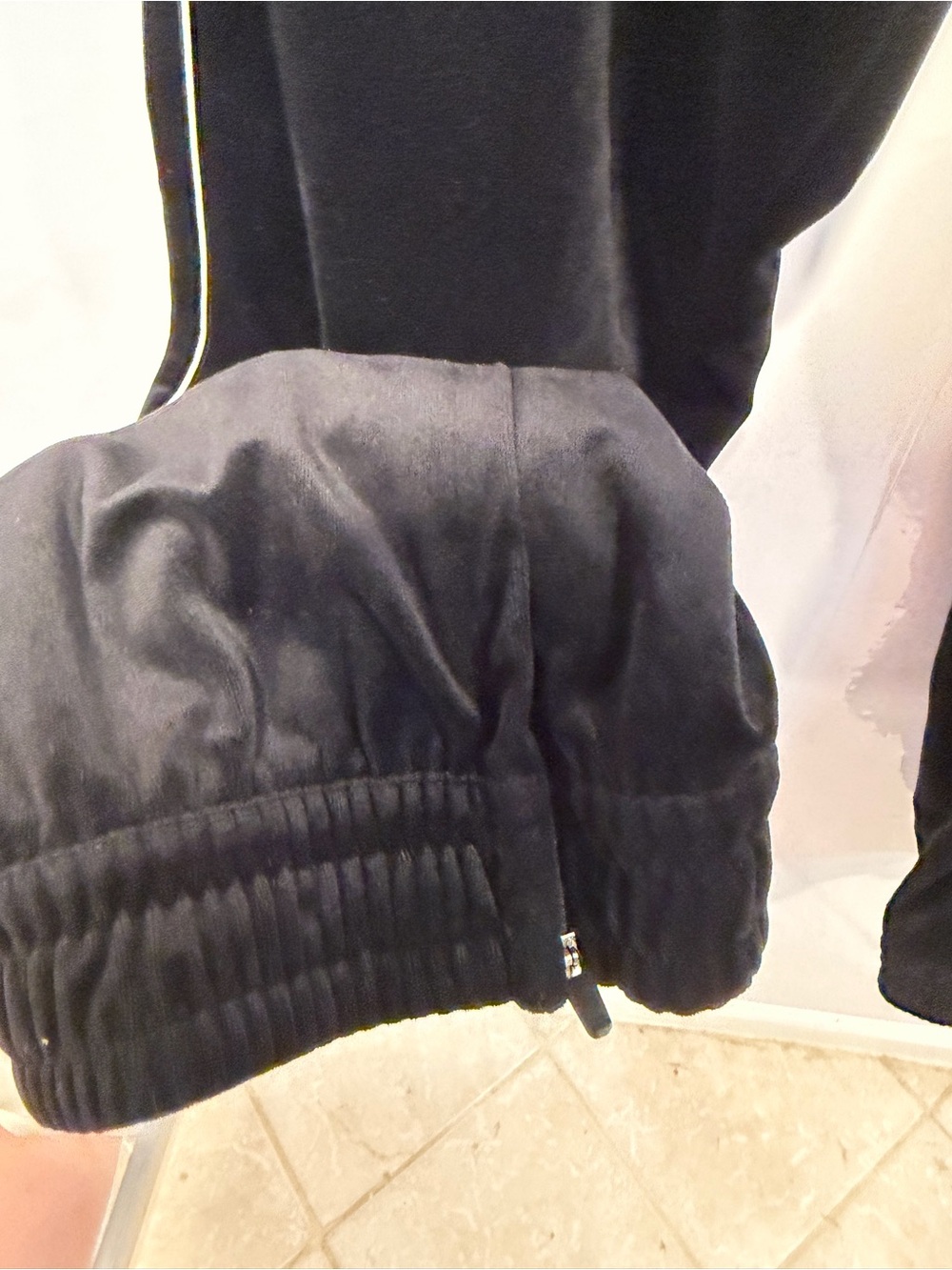 Adidas Black Velour Joggers with Red 'N' Nebraska Huskers Patch - Picture 2 of 5